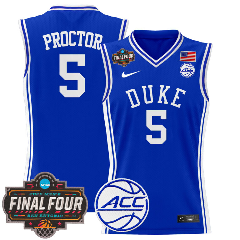 Men Duke Blue Devils #5 Proctor blue 2025 Final Four Patch NCAA Jersey->ncaa teams->NCAA Jersey